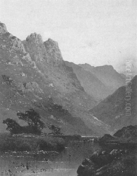 Llanberis, Caernarfonshire Oil Painting by Alfred Fontville de Breanski Jr