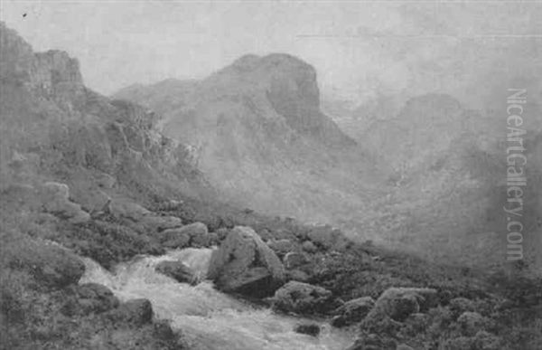 Bellach-nam-to (the Pass Of Cattle), Trossachs Oil Painting by Alfred Fontville de Breanski Jr