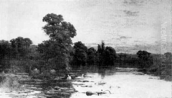 Evening, Cleeve Mill On Thames Oil Painting by Alfred Fontville de Breanski Jr