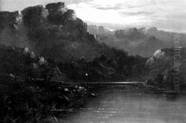 Highland Landscape With Cattle At Sunset Oil Painting by Alfred Fontville de Breanski Jr