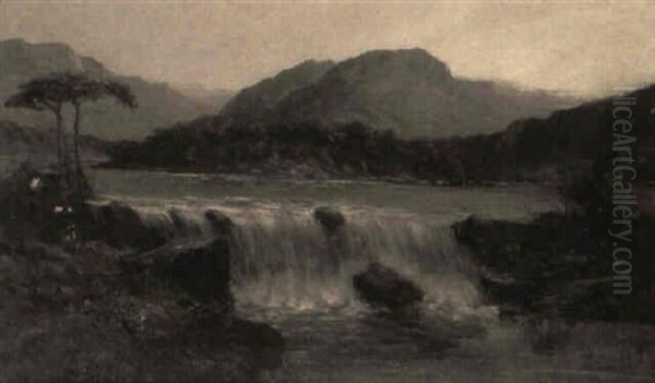 Highland Loch Oil Painting by Alfred Fontville de Breanski Jr