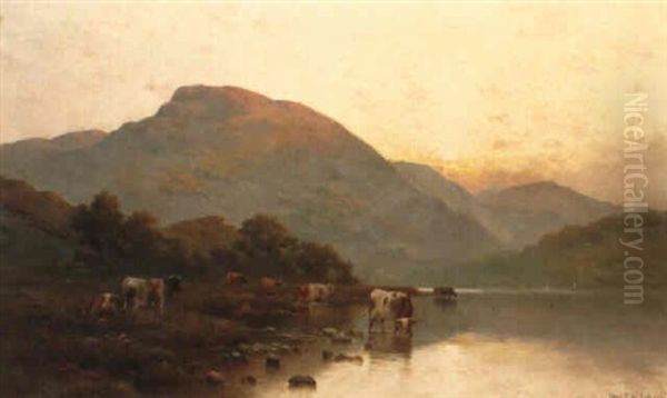 Morning - The Borders Of Llyn Gwynant, North Wales Oil Painting by Alfred Fontville de Breanski Jr