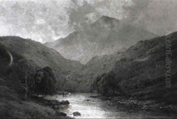 Moel Siabod And The Lledr Valley, North Wales Oil Painting by Alfred Fontville de Breanski Jr