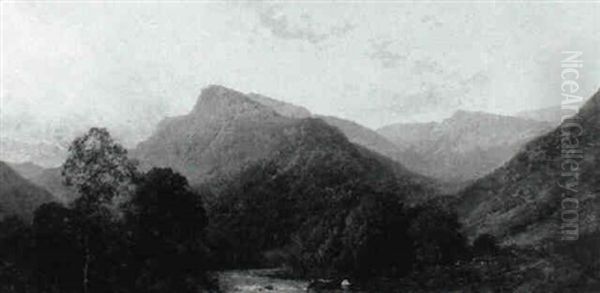 Evening In The Lledr Valley, North Wales Oil Painting by Alfred Fontville de Breanski Jr