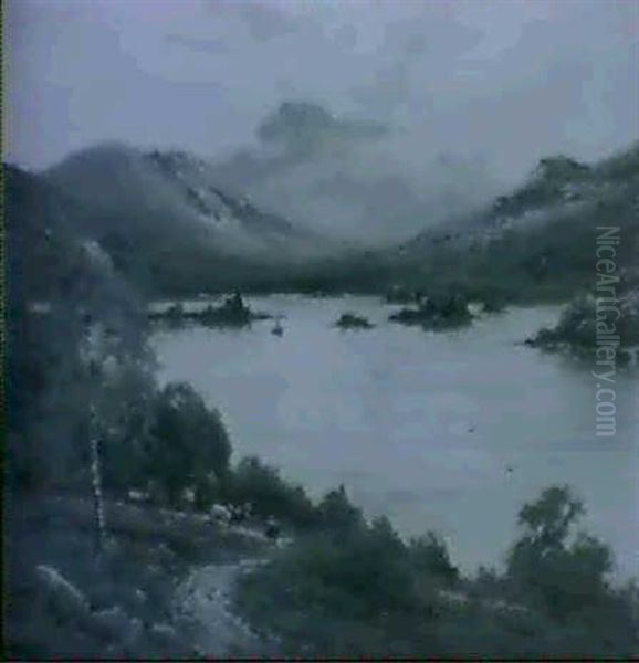 Loch Awe And Ben Lui Oil Painting by Alfred Fontville de Breanski Jr