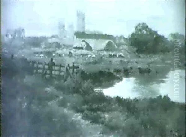 Evening, The Canterbury Meadows Oil Painting by Alfred Fontville de Breanski Jr