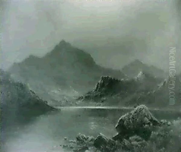 Snowdon At Midnight Oil Painting by Alfred Fontville de Breanski Jr
