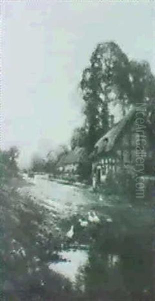 Summer Evening After Rain Oil Painting by Alfred Fontville de Breanski Jr