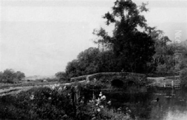 Evening Near Basingstoke, Hampshire Oil Painting by Alfred Fontville de Breanski Jr