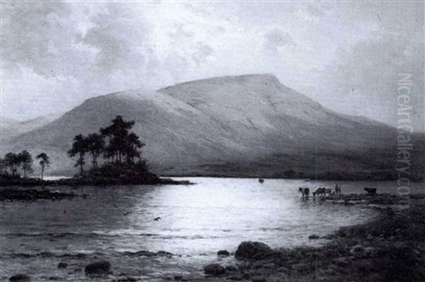 Early Evening, Grasmere, Westmorland Oil Painting by Alfred Fontville de Breanski Jr