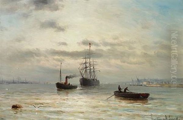 Towing In Oil Painting by Gustave de Breanski