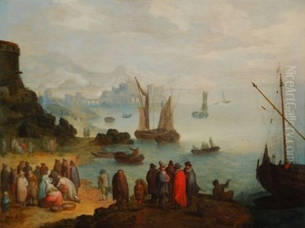 Le Retour Des Pecheurs Oil Painting by Joseph van Bredael