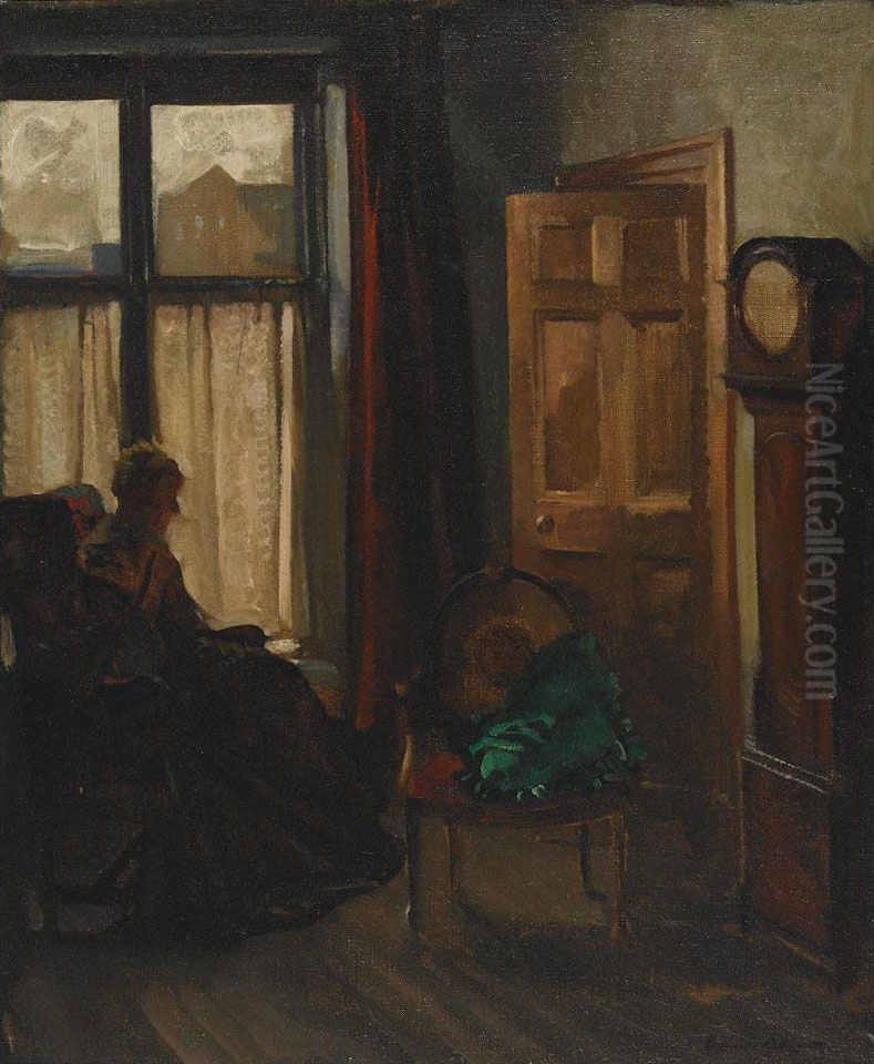 A Cottage Interior Oil Painting by David Alison