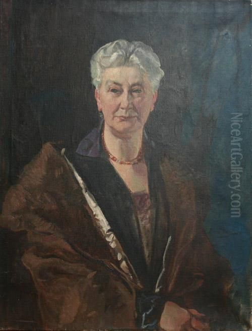 Half Length Portrait Of A Lady Wearing A Brown Cape Oil Painting by David Alison