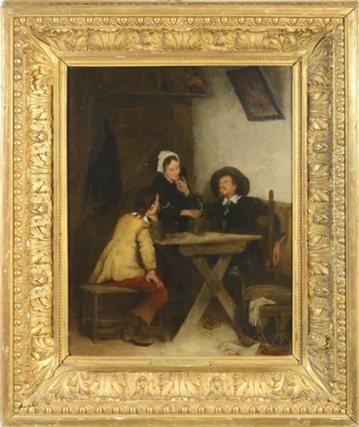 In A Pub Oil Painting by Heinrich Breling