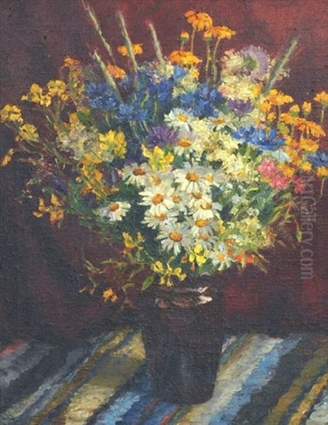 Still Life With Meadow Flowers Oil Painting by Eduard Brencen