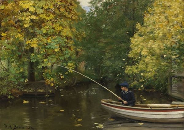 Angelnder Junge Oil Painting by Hans Andersen Brendekilde