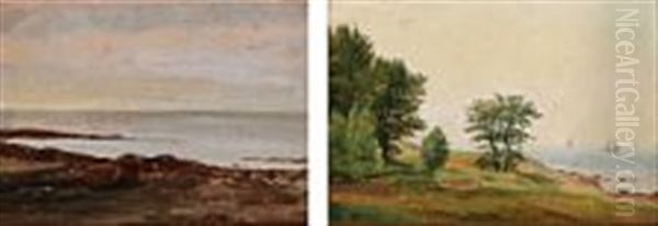 Two Small Coastal Landscapes Oil Painting by Thorald Brendstrup