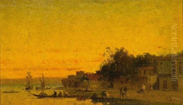 Effet De Lumiere Sur Le Bosphore Oil Painting by Germain Fabius Brest