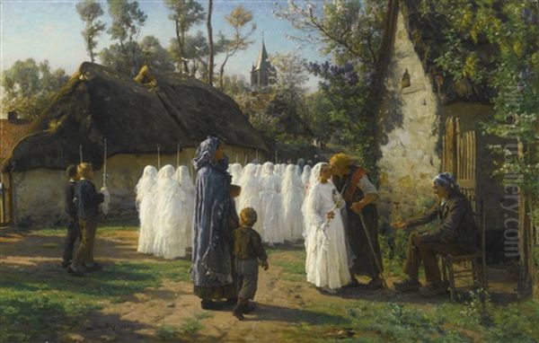 Les Communiantes Oil Painting by Jules Breton