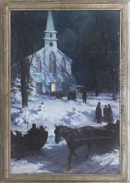 Brewster Church Oil Painting by Harold Matthew Brett