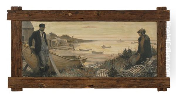 Panoramic Chatham View Oil Painting by Harold Matthew Brett