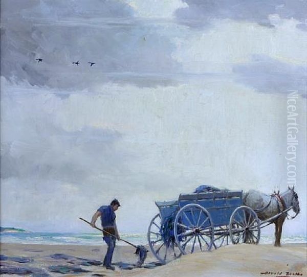Gathering A Seaweed Harvest (the Kelp Gatherer) Oil Painting by Harold Matthew Brett