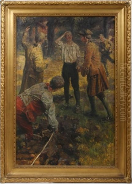 Nathan Hale At Yale-the Broad Jump Record Oil Painting by Harold Matthew Brett