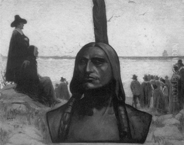 The Pilgrims Oil Painting by Harold Matthew Brett