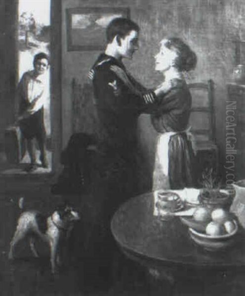 A Sailor's Return Home Oil Painting by Harold Matthew Brett