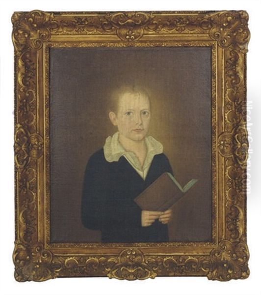 Portrait Of A Boy Holding A Book Oil Painting by John Brewster Jr.