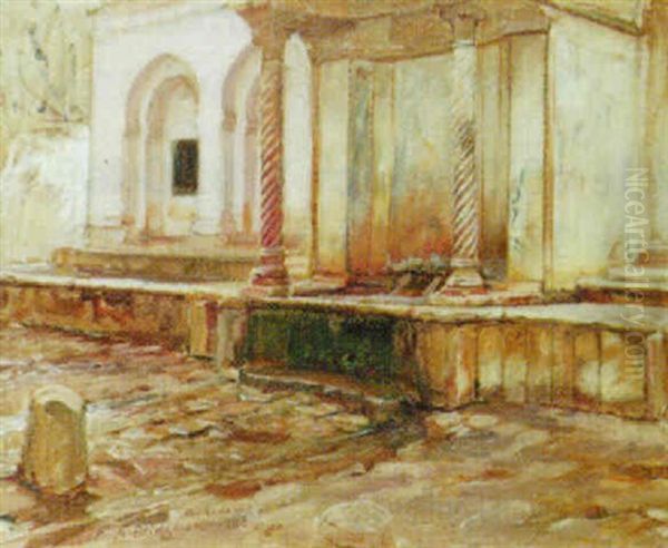 The Fountain Of Birkadem, Algiers Oil Painting by Frederick Arthur Bridgman