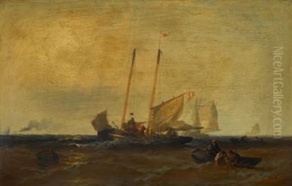Hoisting The Sails Oil Painting by Franklin Dullin Briscoe