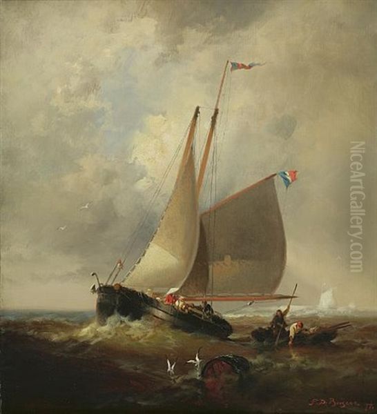 Retrieving The Barrel Oil Painting by Franklin Dullin Briscoe
