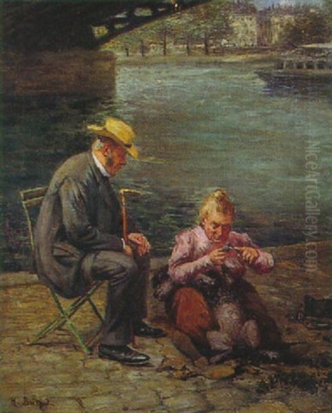 La Tonte Du Caniche Sur Les Quais Oil Painting by Henri Brispot