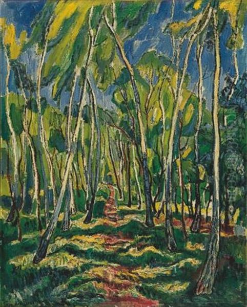 Waldweg Oil Painting by Theo Von Brockhusen