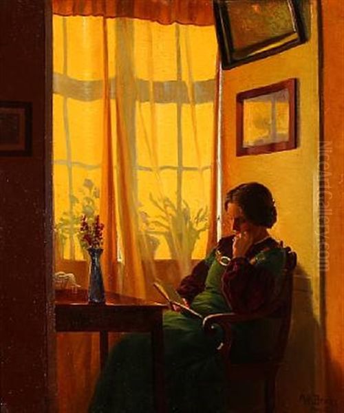 Interior With A Woman Oil Painting by Karl Harald Alfred Broge