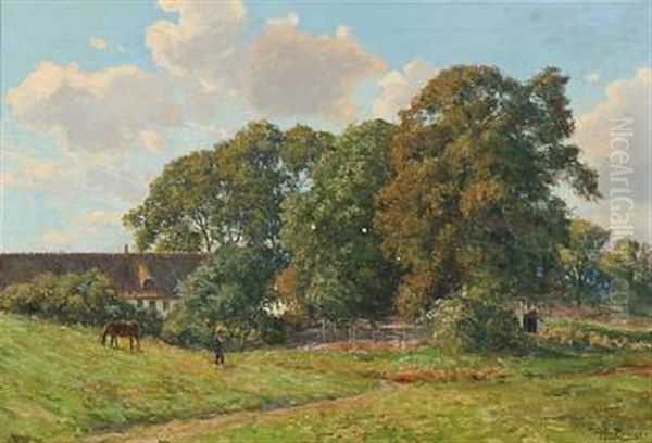 Summer Day In The Countyside Oil Painting by Karl Harald Alfred Broge