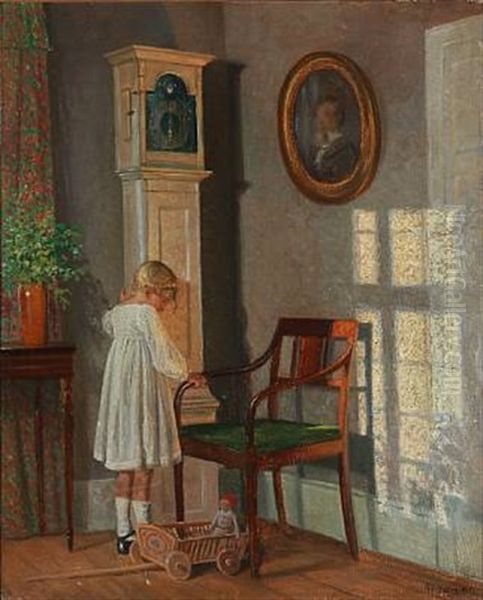 Interior With A Girl Oil Painting by Karl Harald Alfred Broge