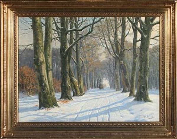 Winterlandscape In A Forest Oil Painting by Karl Harald Alfred Broge