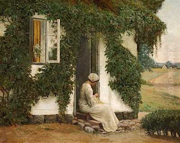 Den Forste Sommerdag Oil Painting by Karl Harald Alfred Broge