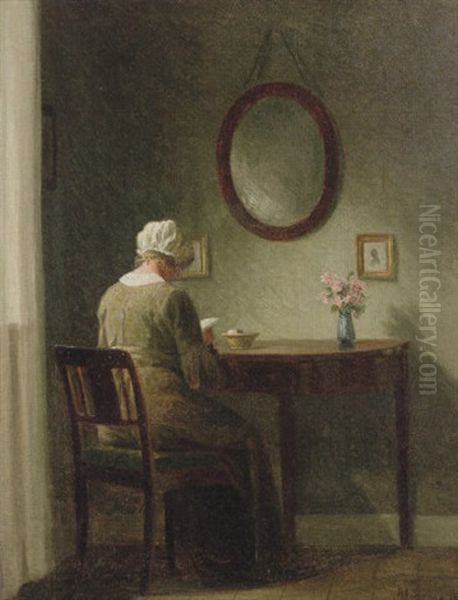 Reading The Letter Oil Painting by Karl Harald Alfred Broge