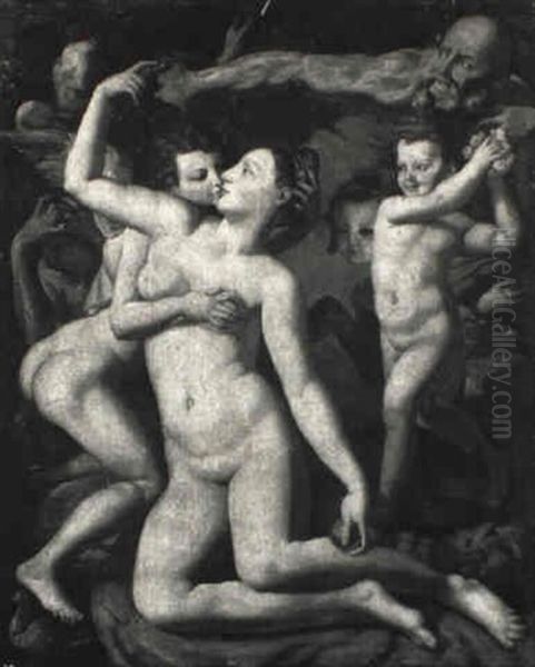 Venus, Amor Und Die Zeit Oil Painting by  Bronzino