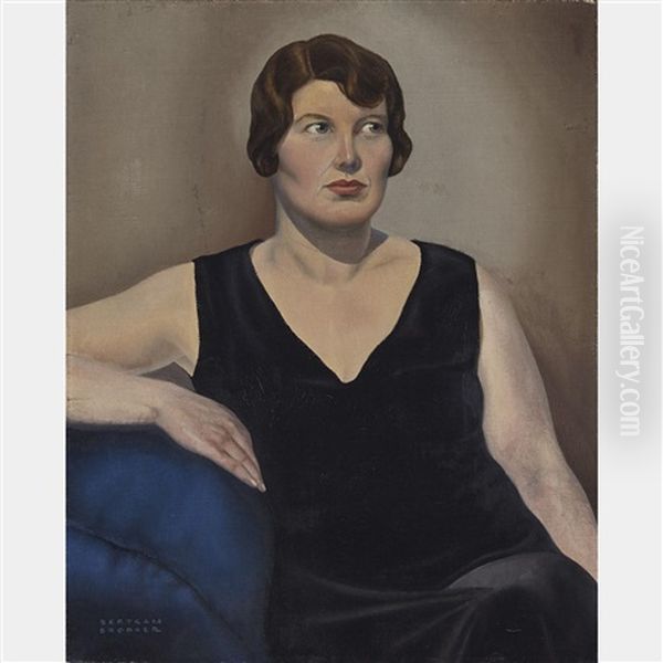 Portrait Of Miss. Rosa Hermannsson Oil Painting by Bertram Richard Brooker