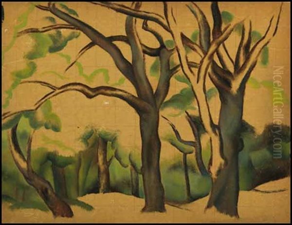 Forest Scene Oil Painting by Bertram Richard Brooker