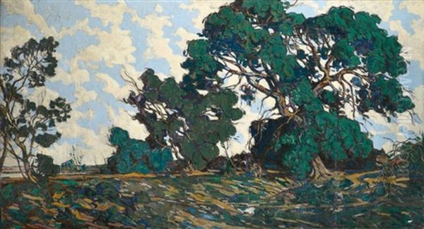 Arbres Noueux Au Bord De L'etang Oil Painting by Eugene Brouillard