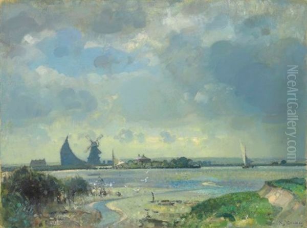 The Estuary, Ebbing Tide Oil Painting by Sir John Alfred Arnesby Brown