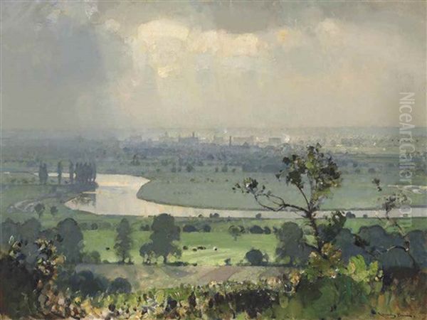 The Trent Valley Oil Painting by Sir John Alfred Arnesby Brown