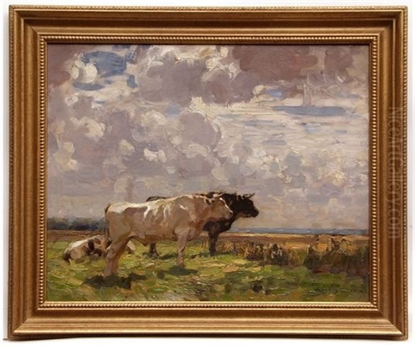 Cattle On The Marshes Oil Painting by Sir John Alfred Arnesby Brown