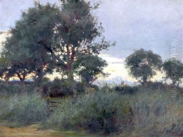 Landscape At Dusk Oil Painting by Sir John Alfred Arnesby Brown